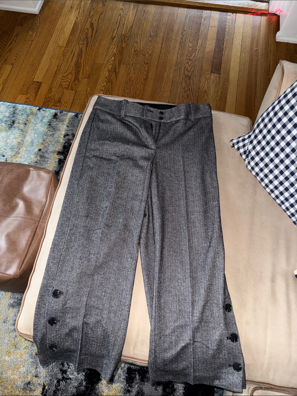 Talbots Black Pants with Herringbone Waistband Accent